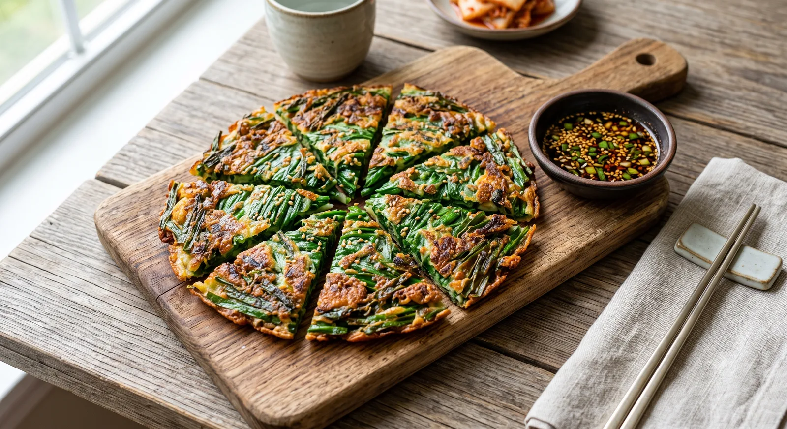Crispy Garlic Chive Pancake (Buchujeon)