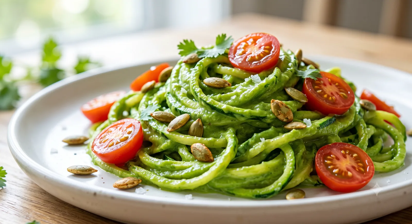 Zucchini Noodle 'Pasta' with Avocado Lime Sauce