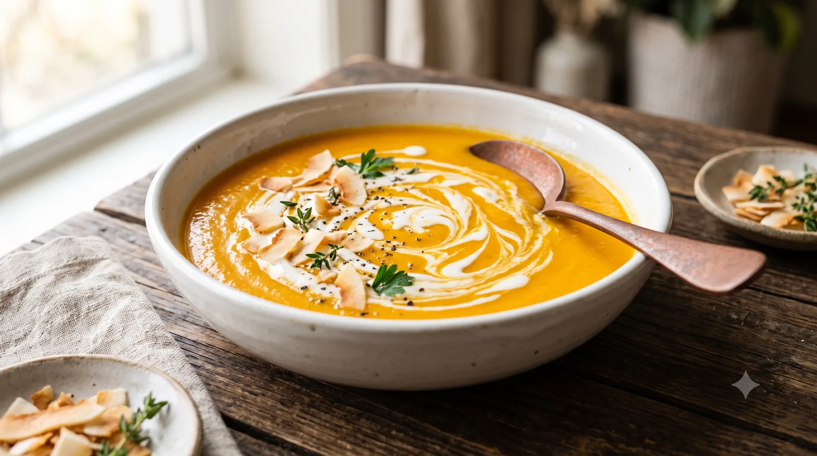 Carrot and Ginger Soup with a Coconut Swirl
