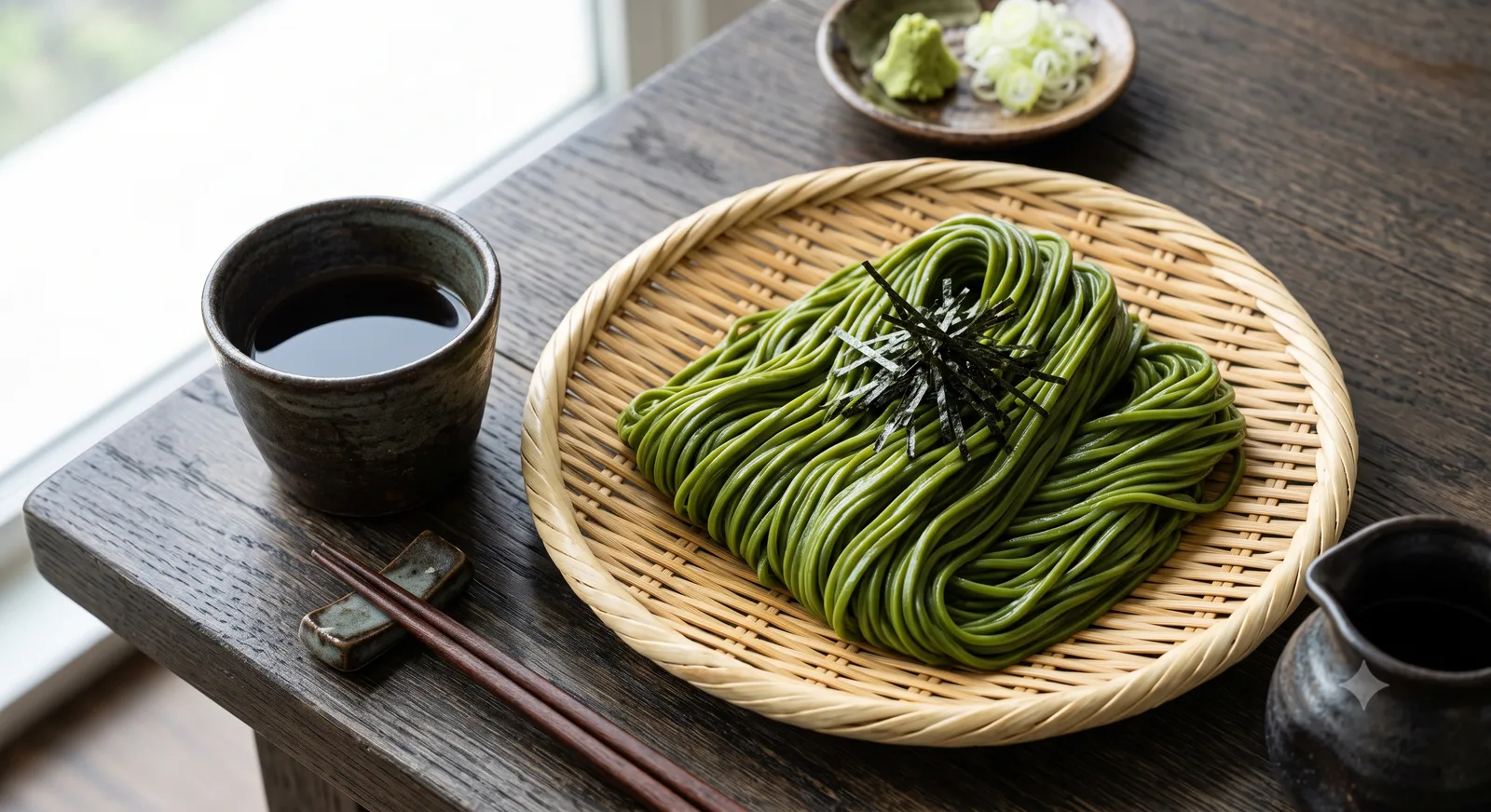 Japanese Cold Matcha Soba Noodles (Cha Soba)