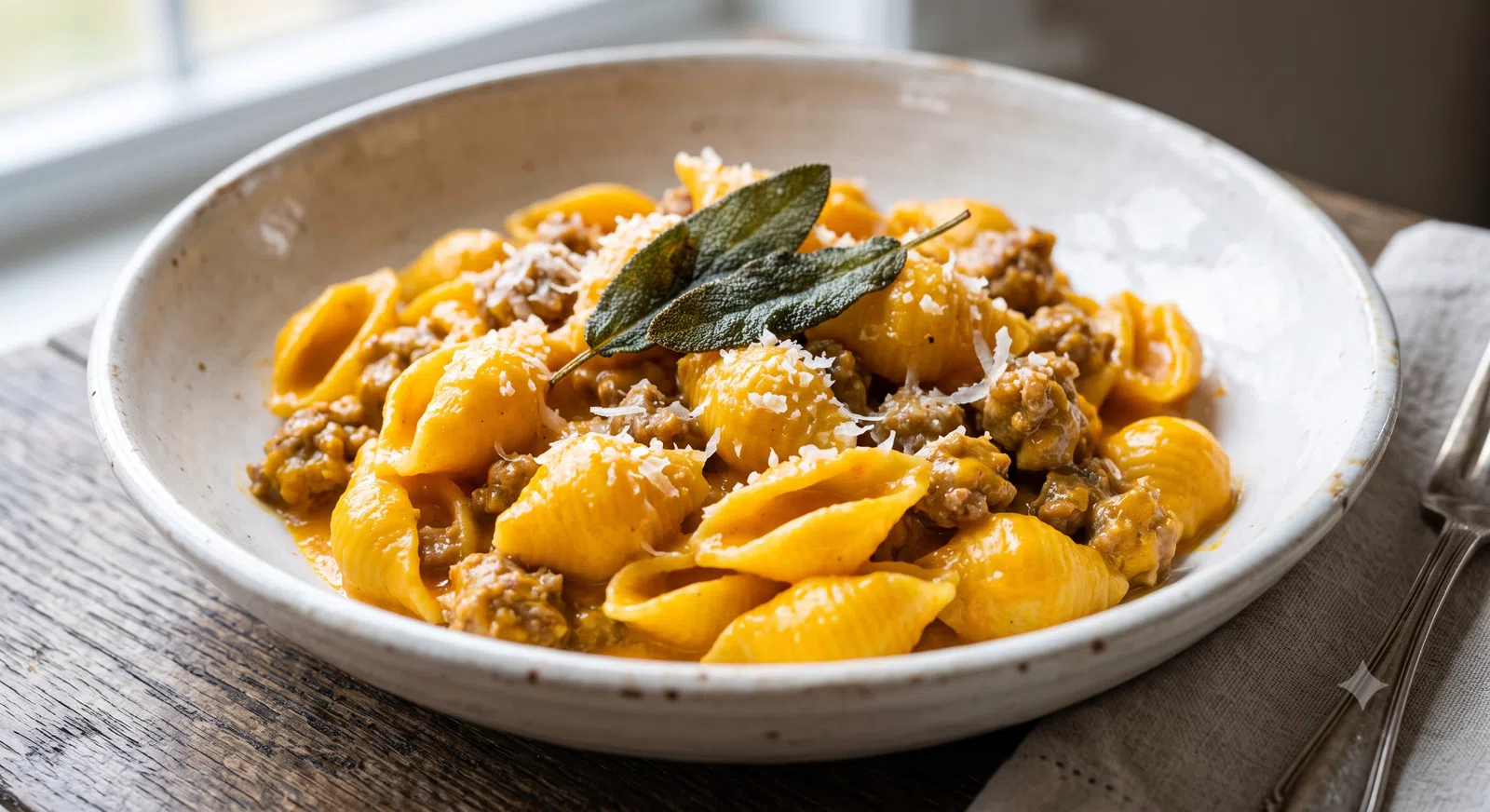 Creamy Pumpkin and Italian Sausage Pasta